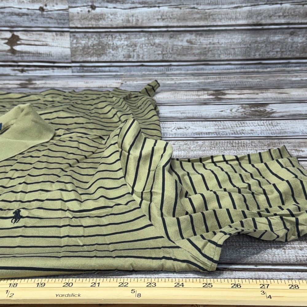 Polo Golf Ralph Lauren Polo Shirt Mens XL Green Striped Pima Cotton Short Sleeve - Picture 5 of 6